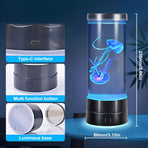USB-C Powered Bionic Jellyfish LED Night Light with Dual Mode Touch Control and Black Glowing Base, 7 Color Gradient Ambient Table Lamp for Bedroom Living Room Office & Gifts