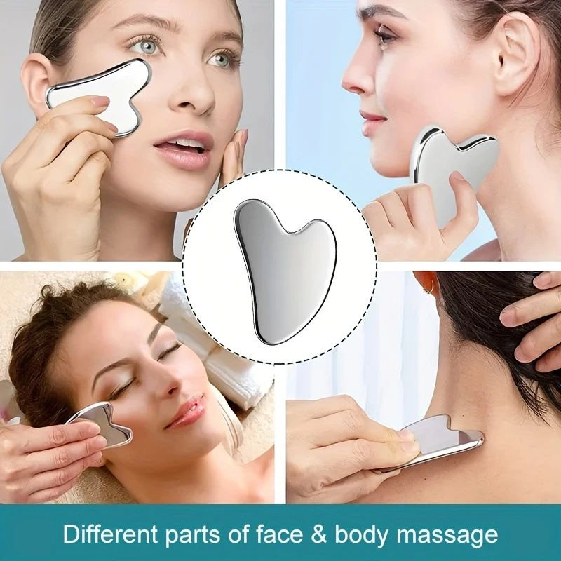 Multifunctional Skincare & Massage Kit with 80ml Rose Red Silicone Facial Ice Roller, Stainless Steel Heart-Shaped Gua Sha Board, 2 Pack Lymphatic Drainage Massage Brushes for Skin Cooling and Absorption Enhancing, Blood Circulation and Puffiness Reducing