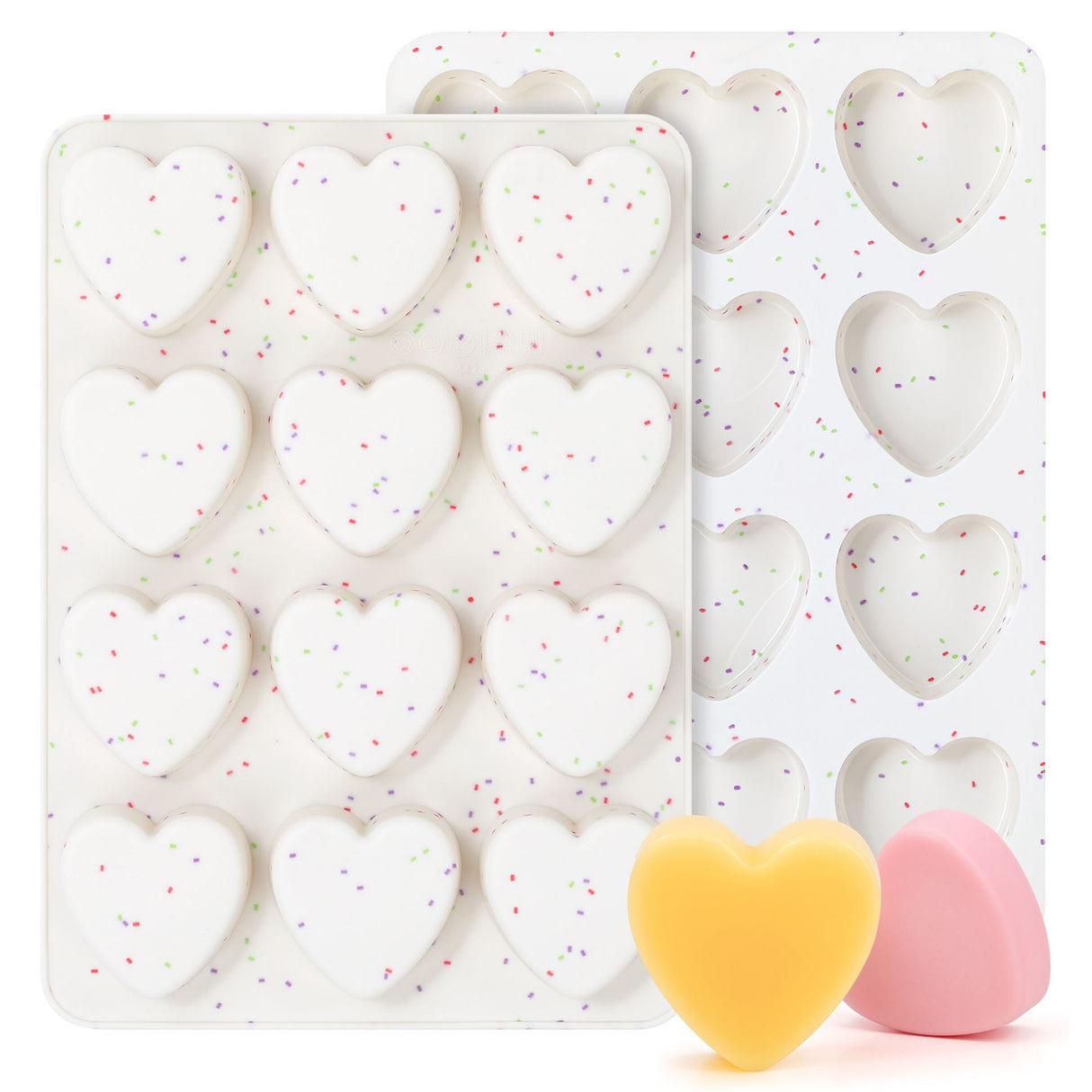 12 Cavity Heart Shaped Silicone Nonstick Easy Release Baking Molds(2PCS) - Food Grade Heart Chocolate Mousse Cake Baking Tray for Dessert Candy Jelly