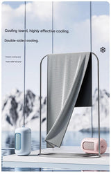 Orange Cooling Towel with Silicone Case - Quick Dry Ice Towel for Sports, Gym, Running, Hiking, Breathable Microfiber Fabric with Instant Cooling Effect, Portable Lightweight Design - Front View