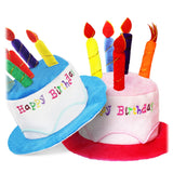 2-piece Blue Plush Birthday Cake Hat Set - Novelty Party Accessory with Matching Glasses, Fun Photo Prop for Adults and Kids