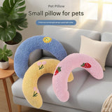 Pink Pet U-Shaped Pillow - Soft Teddy Velvet Neck Support Cushion for Dogs and Cats, Deep Sleep Aid with Embroidered Design, Lightweight and Comfortable Pet Bed Accessory - Front View