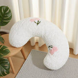 White Pet U-Shaped Pillow - Soft Teddy Velvet Neck Support Cushion for Dogs and Cats, Deep Sleep Aid with Embroidered Design, Lightweight and Comfortable Pet Bed Accessory