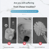 White and Grey Disposable Toilet Brush with Wall Mount Holder set - No Touch Replacement System, 360 Degree Rotating Head with Built-in Cleaning Solution, Space Saving Bathroom Cleaner for Homes - Side View