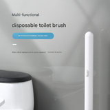 White and Black Disposable Toilet Brush with Wall Mount Holder set - No Touch Replacement System, 360 Degree Rotating Head with Built-in Cleaning Solution, Space Saving Bathroom Cleaner for Homes - Front View