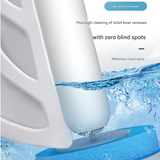 White and Black Disposable Toilet Brush with Wall Mount Holder set - No Touch Replacement System, 360 Degree Rotating Head with Built-in Cleaning Solution, Space Saving Bathroom Cleaner for Homes - Close-Up Angle
