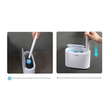 White and Black Disposable Toilet Brush with Wall Mount Holder set - No Touch Replacement System, 360 Degree Rotating Head with Built-in Cleaning Solution, Space Saving Bathroom Cleaner for Homes - Extra Image