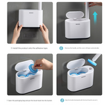 Beige Disposable Toilet Brush with Wall Mount Holder set - No Touch Replacement System, 360 Degree Rotating Head with Built-in Cleaning Solution, Space Saving Bathroom Cleaner for Homes - Extra Image