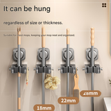 2 pack Milky white Suction Cup Mop and Broom Holder Wall Mount - No Drill Adhesive Hook for Bathroom, Kitchen and Laundry, Strong Hold Reusable Storage Organiser for Cleaning Tools - Close-Up Angle