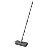 Grey Floor Scrub Brush with V-Shaped Bristles - 360 Degree Rotating Long Handle Gap Cleaner for Bathroom Tiles, Grout and Corners, Heavy Duty Scraper and Brush Combo for  Homes