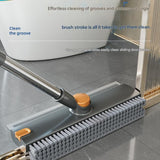 Grey Floor Scrub Brush with V-Shaped Bristles - 360 Degree Rotating Long Handle Gap Cleaner for Bathroom Tiles, Grout and Corners, Heavy Duty Scraper and Brush Combo for  Homes - Extra Image