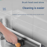 Grey Floor Scrub Brush with V-Shaped Bristles - 360 Degree Rotating Long Handle Gap Cleaner for Bathroom Tiles, Grout and Corners, Heavy Duty Scraper and Brush Combo for  Homes - Extra Image