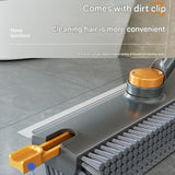 2-piece Grey V-Shaped Floor Scrub Brush and Suction Mop Holder Set - 360 Rotating Grout Cleaner, Heavy Duty Bristles, No Drill Wall Mount Storage, Space Saving Bathroom Cleaning Kit for Tiles and Corners