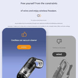 Cordless Handheld Vacuum Cleaner set -  USB Rechargeable Portable Car Vacuum with Detachable Nozzle, Lightweight Dust Buster for Car Interior, Home, Office and Pet Hair - Top-Down View