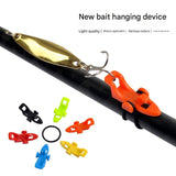 4-piece Fishing Rod Hook Keeper Set - Car Shaped Lure Holder, ABS Plastic Bait Clip with Rubber Rings, Portable Tackle Accessory for Surf Fishing and Lure Fishing - Top-Down View
