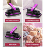Purple Cordless Handheld Mite Removal Vacuum - UV Sanitising Light, High Suction, Auto Shut-Off Safety - Portable Cleaner for Bed, Sofa & Carpet - Low Angle