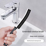 8-Piece   Cleaning Brush Set（Includes 8 transparent hooks） - Stainless Steel Scraper, Brass, Carbon Steel and Nylon Bristles - Multi-Purpose Scrubber for Kitchen Stove, Bathroom Tiles and Grout - Space Saving Design - Side View