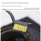 8-Piece   Cleaning Brush Set（Includes 8 transparent hooks） - Stainless Steel Scraper, Brass, Carbon Steel and Nylon Bristles - Multi-Purpose Scrubber for Kitchen Stove, Bathroom Tiles and Grout - Space Saving Design - 45-Degree Angle