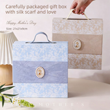Mulberry Silk Square Scarf for Women - 53x53cm Floral Print Neck Scarf with Gift Box, Soft Lightweight Silk Headscarf for  Birthday, Anniversary - Elegant Gift for Mum, Grandma, Teachers - Side View