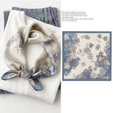 Mulberry Silk Square Scarf for Women - 53x53cm Floral Print Neck Scarf with Gift Box, Soft Lightweight Silk Headscarf for  Birthday, Anniversary - Elegant Gift for Mum, Grandma, Teachers - 45-Degree Angle