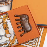 Luxury Orange Scarf Gift Set for Women - 70x70cm Belt Buckle Print Square Scarf with Elephant Comb, Stylish Neck Scarf & Hair Comb Set in Gift Box - Perfect Present for Birthday, Mother's Day, Anniversary - Close-Up Angle