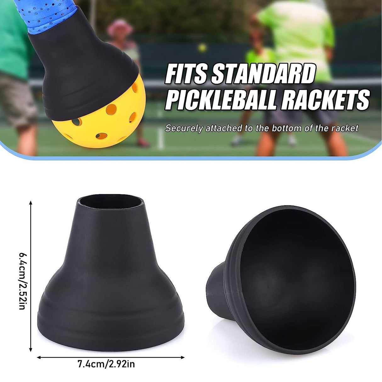 Black Silicone Pickleball Ball Retriever Attachment for Paddle Handle Easy Ball Pickup Training Accessory  No Bend Training Aid for Players