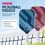 1 pcs Dreamy Purple Fiberglass Pickleball Paddle Lightweight PP Honeycomb Core Training Racket for Beginners and Recreational Play with Cushioned Grip