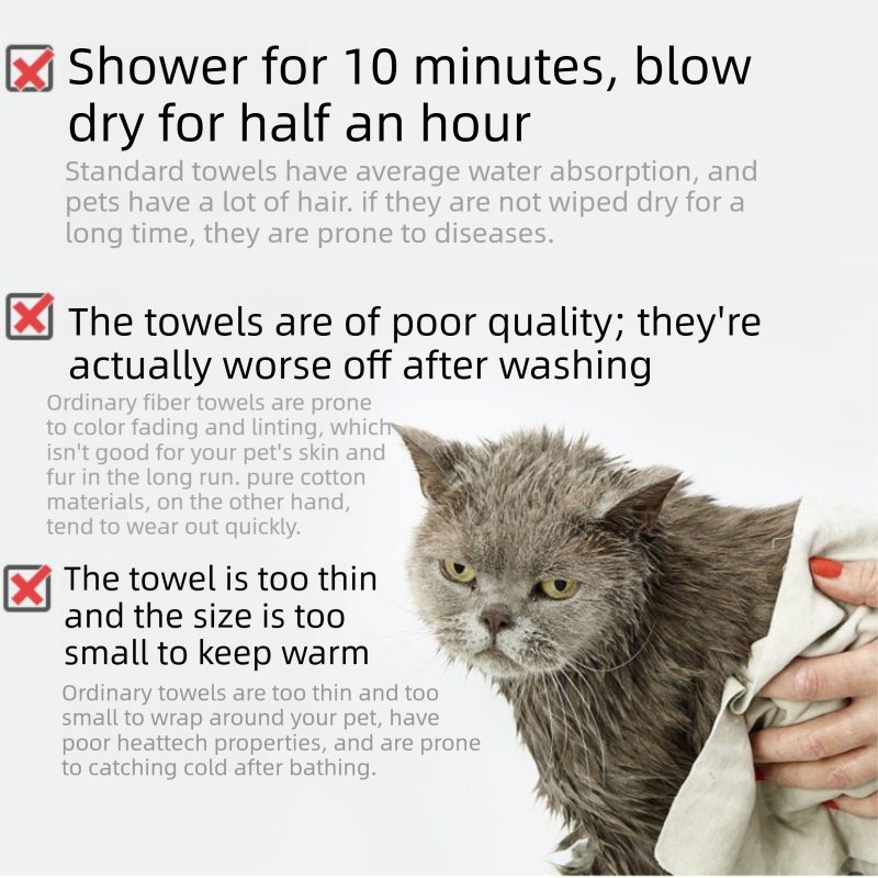 Yellow and Grey 30*30cm Pet  Paw-Wiping Towel- Thickened Coral Fleece Super Absorbent Quick Dry Bath Towel for Dogs and Cats, Non Shedding Grooming Wrap