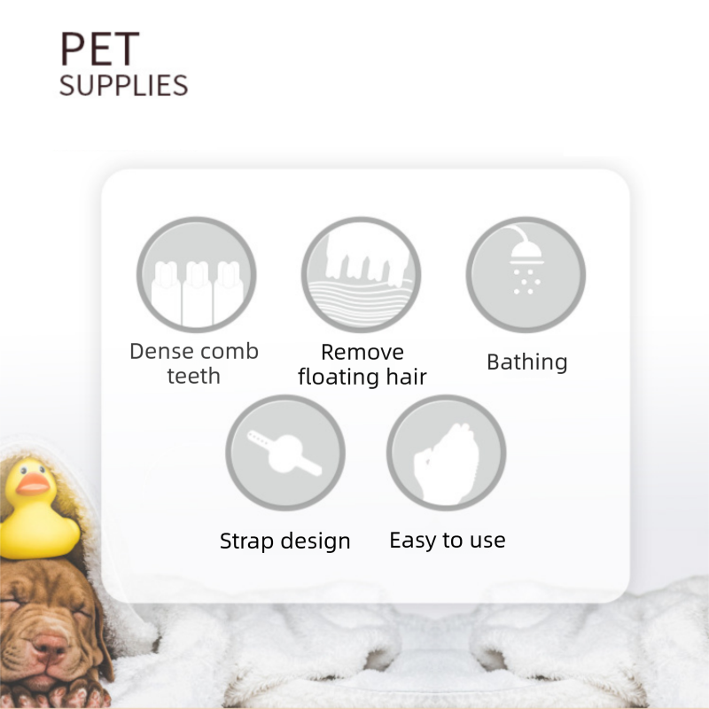 Orange Pet Bath Massage Brush Soft TPR Grooming Brush for Dogs and Cats Adjustable Hand Strap Deshedding Scrubber