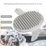 Orange Pet Bath Massage Brush Soft TPR Grooming Brush for Dogs and Cats Adjustable Hand Strap Deshedding Scrubber