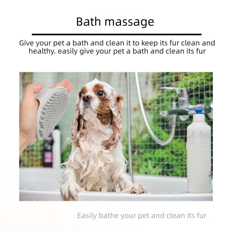 Orange Pet Bath Massage Brush Soft TPR Grooming Brush for Dogs and Cats Adjustable Hand Strap Deshedding Scrubber