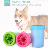 Green big size Pet Paw Cleaner Cup Portable Dog Paw Washer with Soft Silicone Bristles TPR Silicone Cleaning Cup for Muddy Paws Dogs and Cats - Side View