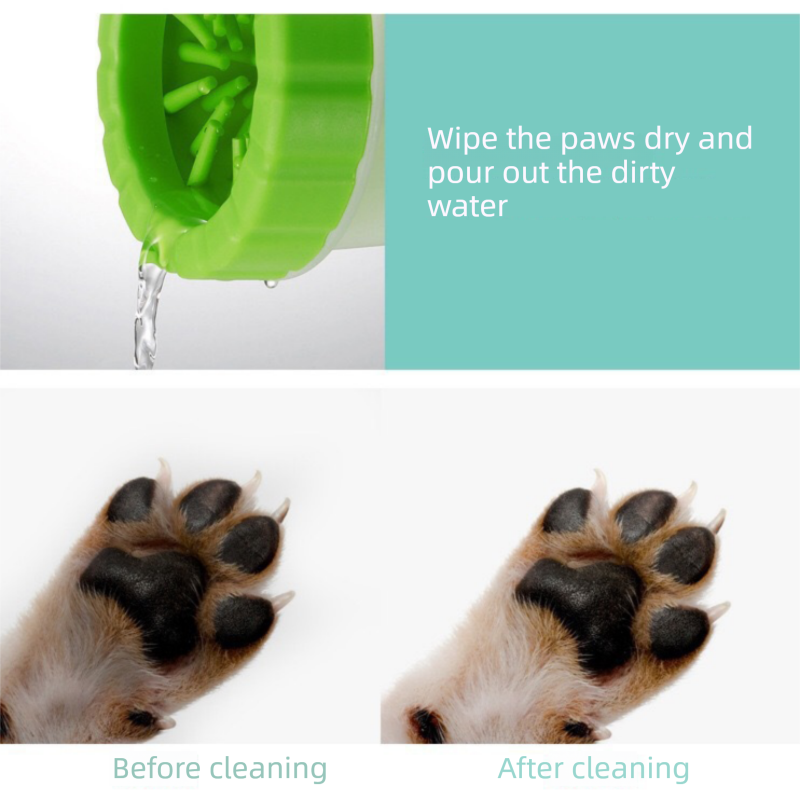 Green big size Pet Paw Cleaner Cup Portable Dog Paw Washer with Soft Silicone Bristles TPR Silicone Cleaning Cup for Muddy Paws Dogs and Cats