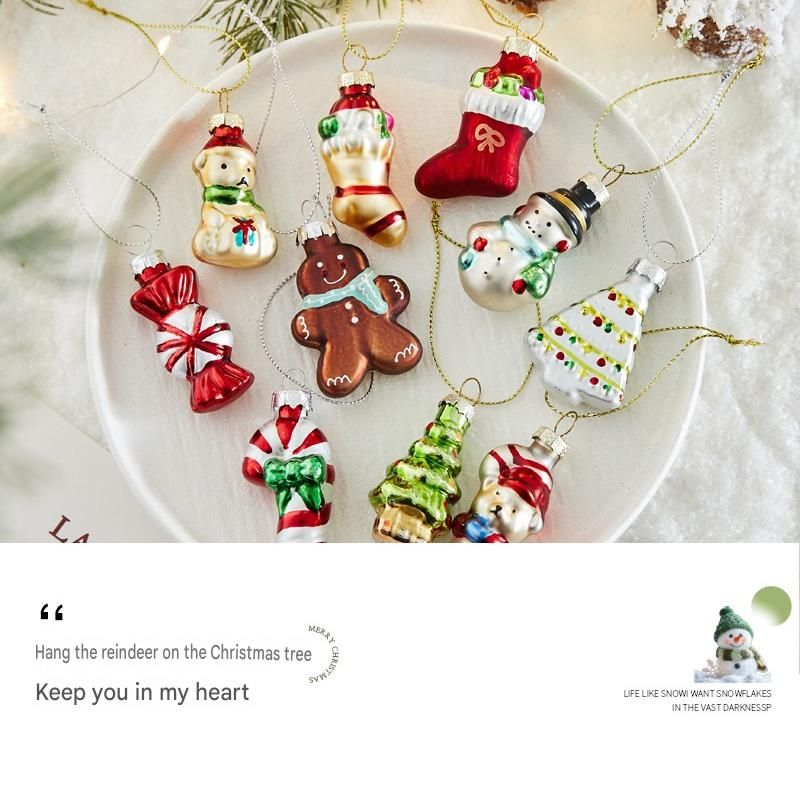 6-piece Christmas Glass Ornament Set – Santa, Snowman & Holiday Character Hanging Decorations for Christmas Tree and Festive Home Decor