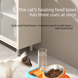 Yellow and Green Cat & Dog Feeding Station with Water Dispenser – Elevated Stainless Steel Pet Bowl Set with Slow Feeder, Anti-Spill Design and Automatic Water Supply
