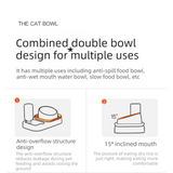Grey and  White Cat & Dog Feeding Station with Water Dispenser – Elevated Stainless Steel Pet Bowl Set with Slow Feeder, Anti-Spill Design and Automatic Water Supply