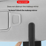 Grey Car Sun Visor Eyeglasses Holder Magnetic Glasses Clip with Card Storage Multifunction Auto Sunglasses Organizer PVC Leather Interior Accessory - Rear View