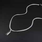Black Zircon Bar Pendant Necklace 40cm+5cm for Men, Stainless Steel Cuban Chain Necklace, Minimalist Hip Hop Street Style Jewellery - Close-Up Angle