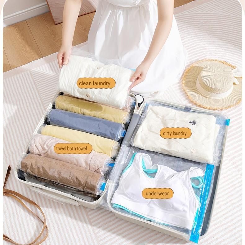 11-piece Vacuum Storage Bags Set(2 small, 2 medium, 3 large, 3 extra large, 1 hand pump)- Heavy Duty Space Saving Compression Bags for Clothes Quilts Bedding Moisture Proof Wardrobe Organisation Travel Storage Reusable Durable Seal