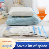 12-piece Vacuum Storage Bags Set(4 medium, 4 large, 3 extra large, 1 hand pump)- Heavy Duty Space Saving Compression Bags for Clothes Quilts Bedding Moisture Proof Wardrobe Organisation Travel Storage Reusable Durable Seal - Front View