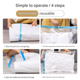 12-piece Vacuum Storage Bags Set(4 medium, 4 large, 3 extra large, 1 hand pump)- Heavy Duty Space Saving Compression Bags for Clothes Quilts Bedding Moisture Proof Wardrobe Organisation Travel Storage Reusable Durable Seal - Low Angle