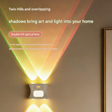 3PCS Smart Home Atmosphere Set – White USB Rechargeable Camera Humidifier & 2pcs Black RGB Motion Sensor Wall Light, Magnetic Wireless Night Lamp with Remote Control for Bedroom, Living Room & Office - Rear View