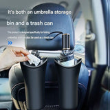 Car Umbrella Storage Bucket—a hanging storage container that is convenient to use; suitable for seatbacks or car doors, it is compact, practical, and doubles as a trash bin. - Side View
