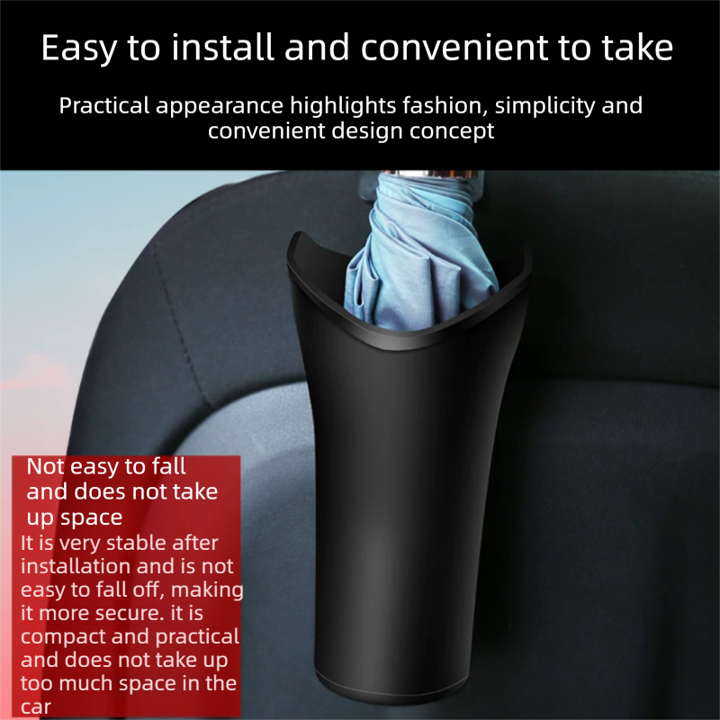 Car Umbrella Storage Bucket—a hanging storage container that is convenient to use; suitable for seatbacks or car doors, it is compact, practical, and doubles as a trash bin.