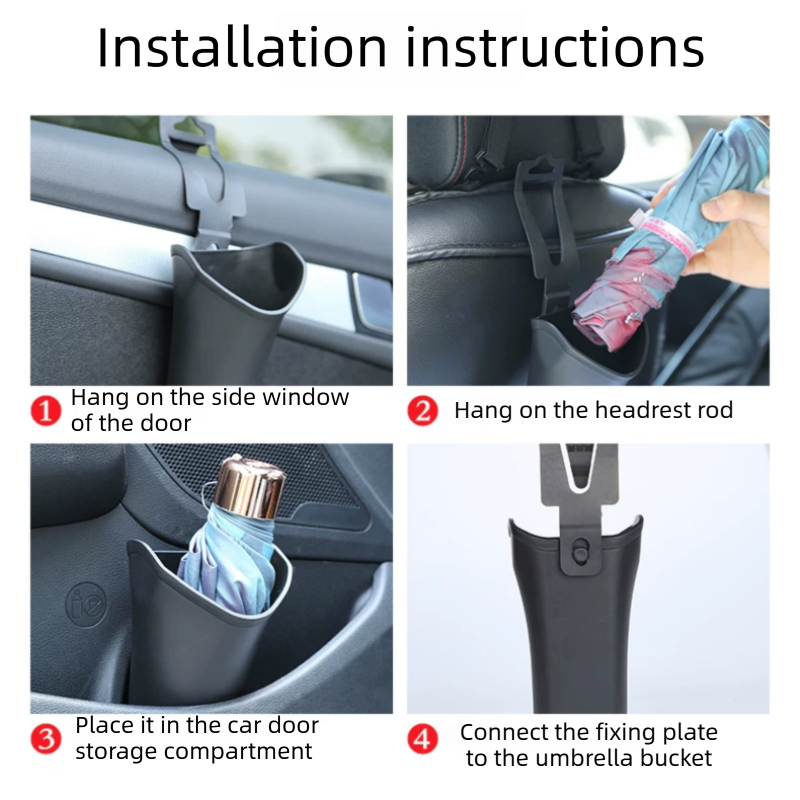 Car Umbrella Storage Bucket—a hanging storage container that is convenient to use; suitable for seatbacks or car doors, it is compact, practical, and doubles as a trash bin.