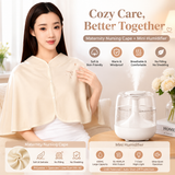 2 pcs Relaxing Winter Set - Beige Nursing Cape and White Mini Humidifier Soothing – Soft Postpartum Shawl & 650ml USB Air Humidifier for Home Comfort，Relax Self Care Present for Women