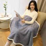 Blue 90×140cm Textured bar knit pattern Sherpa Fleece and Taffeta Throw Blanket – Soft Loungewear Shawl, Warm Office & Sofa Wrap for Winter Comfort - Extra Image