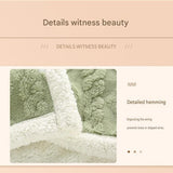 Green 90×140cm Textured bar knit pattern Sherpa Fleece and Taffeta Throw Blanket – Soft Loungewear Shawl, Warm Office & Sofa Wrap for Winter Comfort - Low Angle