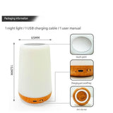 White LED Rechargeable Night Light with 13 Colors – 1200mAh Touch Bedside Lamp & Portable Ambient Lighting - Rear View