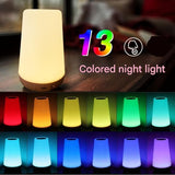 White LED Rechargeable Night Light with 13 Colors – 1200mAh Touch Bedside Lamp & Portable Ambient Lighting - Close-Up Angle